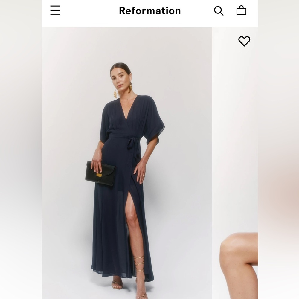 Reformation Navy Winslow Dress